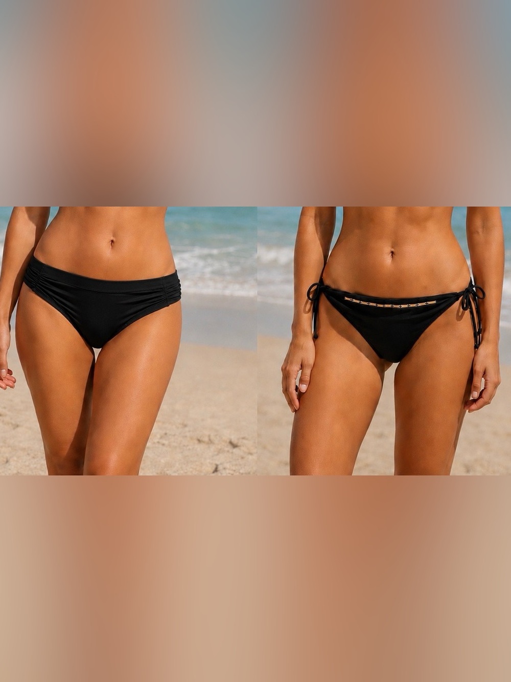 TROPICAL ESCAPE black swimsuit bottoms size 10 set of 2 gold embellishment ties